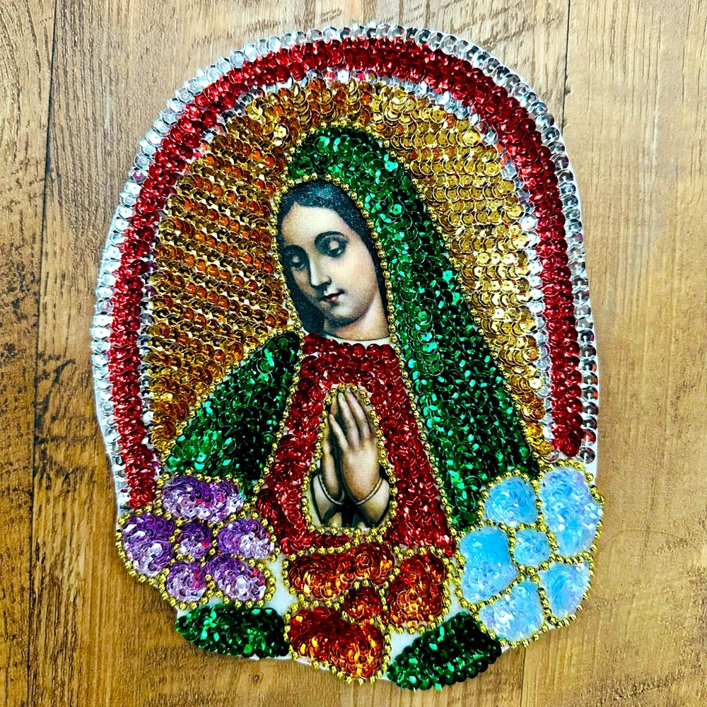 Virgen de Guadalupe Sequined Applique Patch